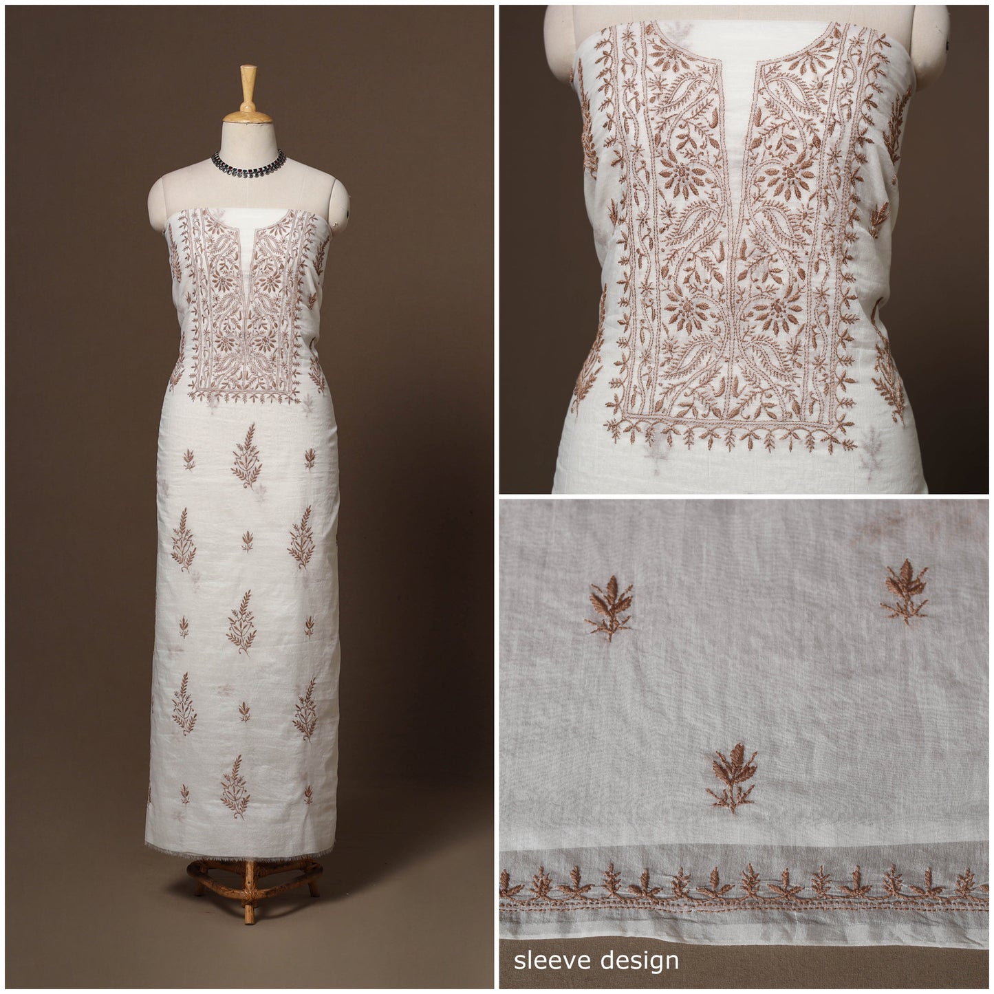Lucknowi chikankari hand embroidered mul chanderi 2pc