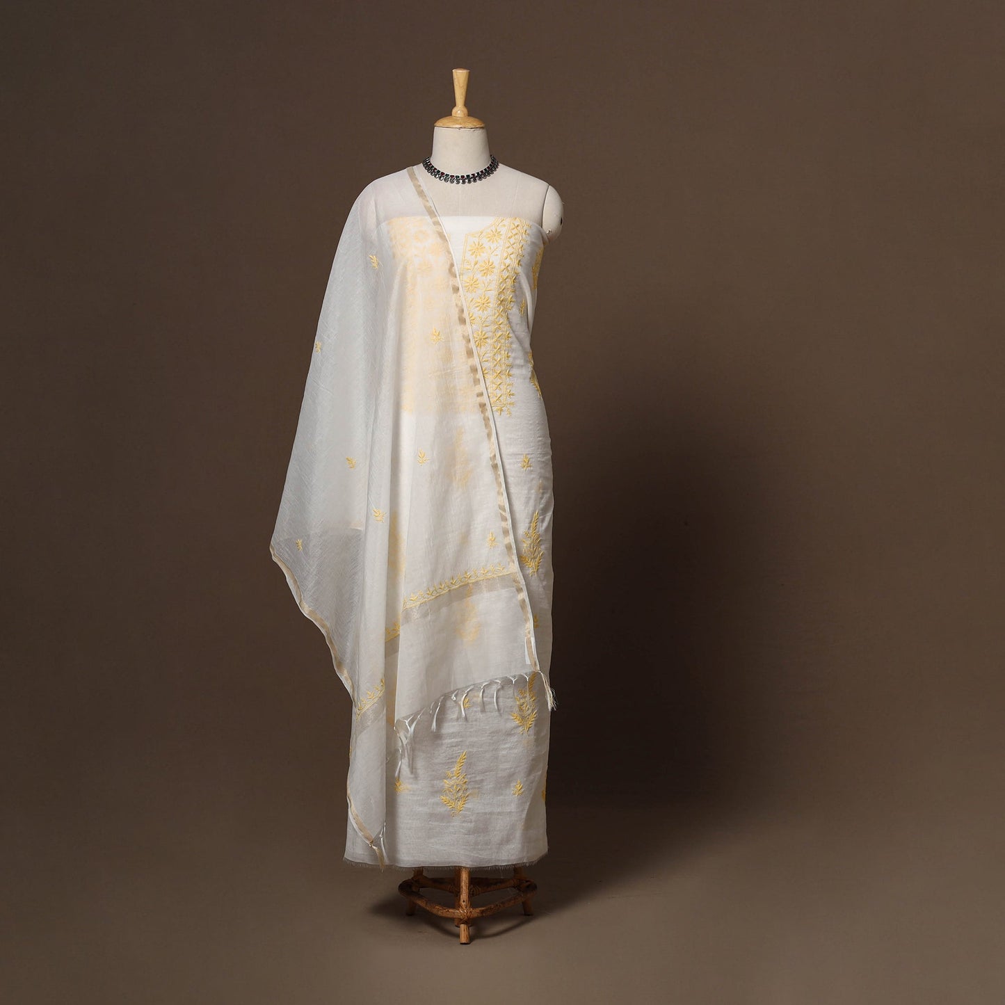 Lucknowi chikankari hand embroidered mul chanderi 2pc
