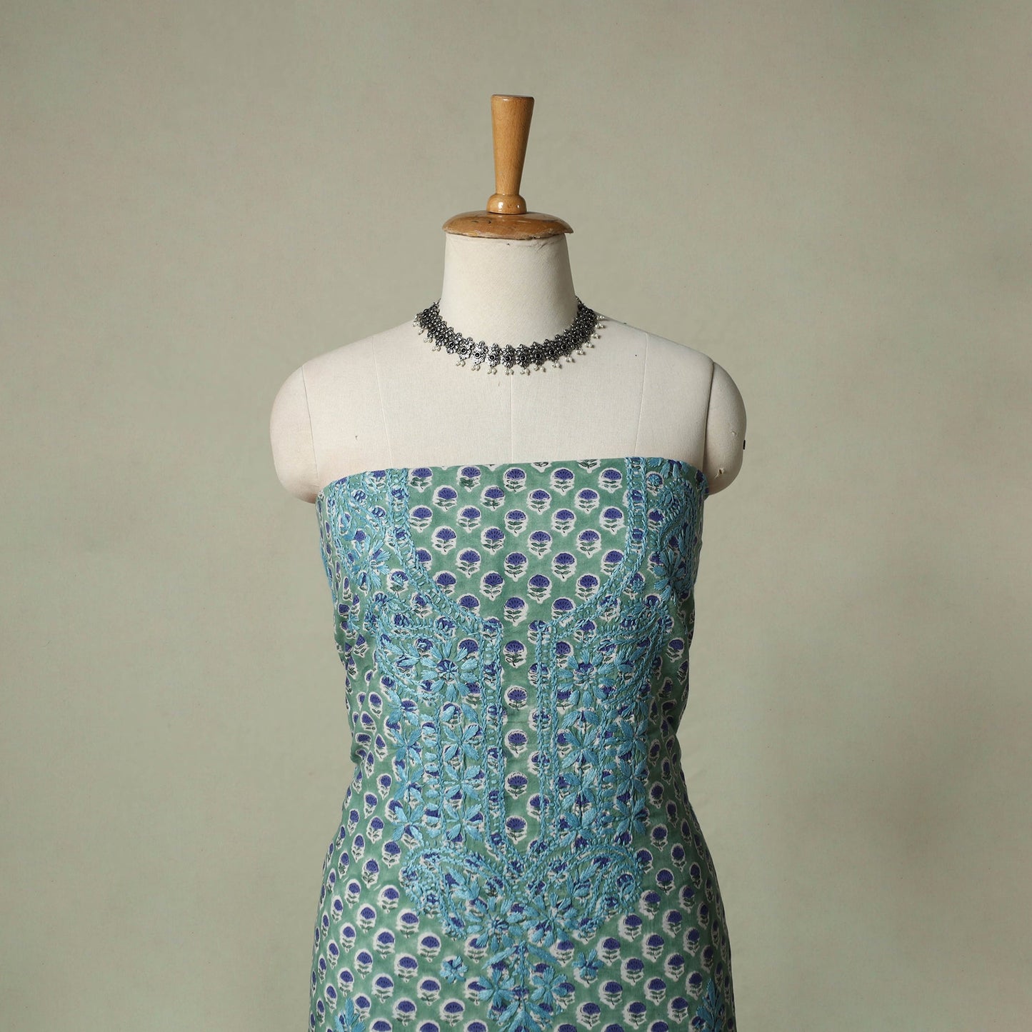 Lucknowi chikankari hand embroidery sanganeri unstitched