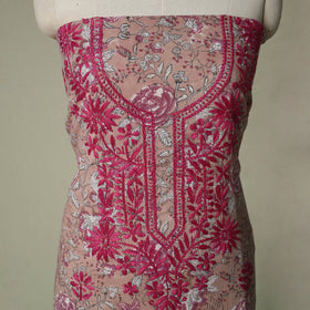 Lucknowi chikankari hand embroidery sanganeri unstitched