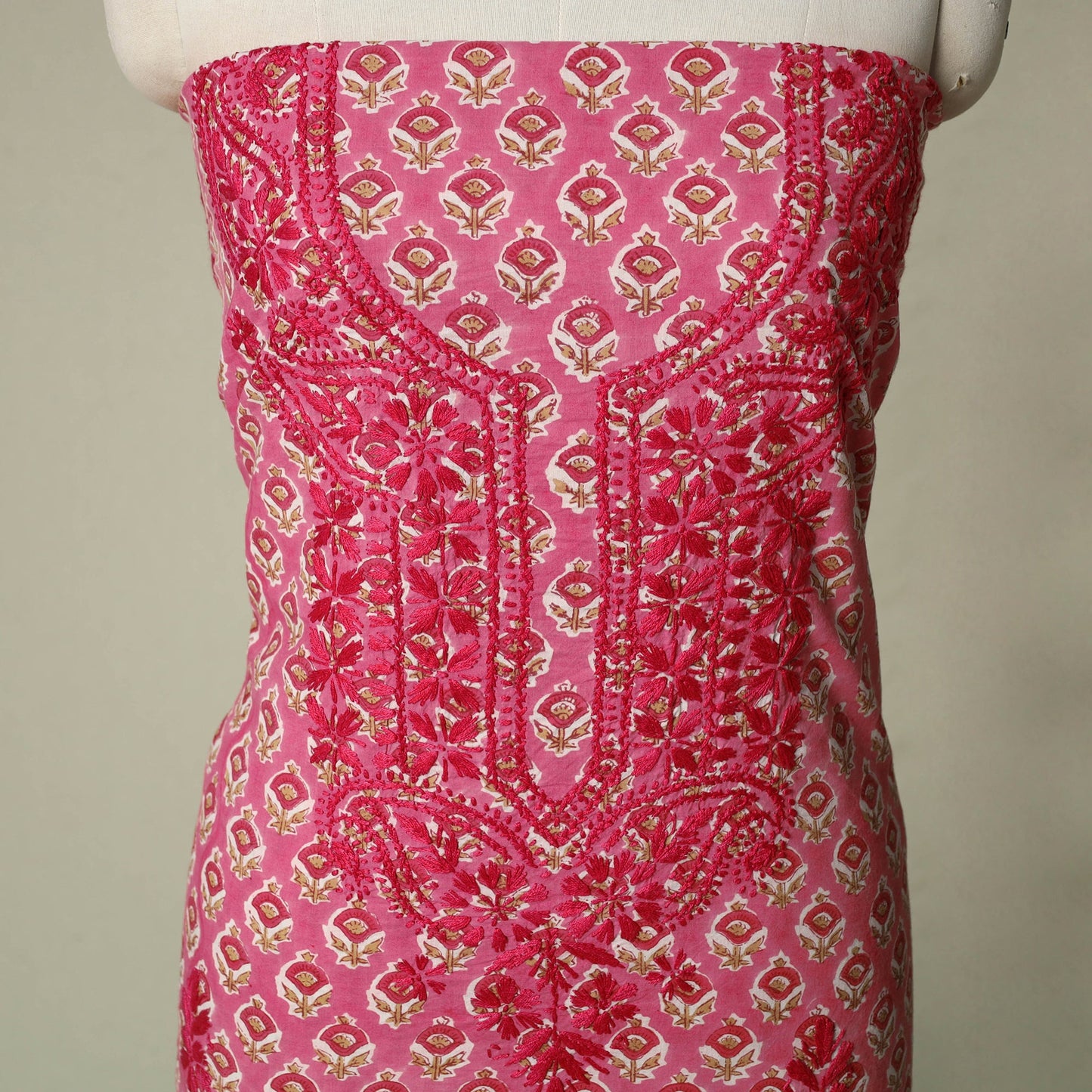 Lucknowi chikankari hand embroidery sanganeri unstitched