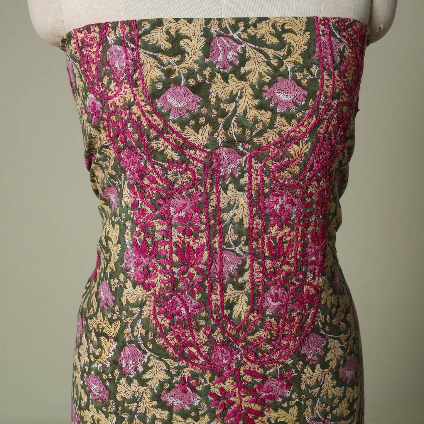 Lucknowi chikankari hand embroidery sanganeri unstitched