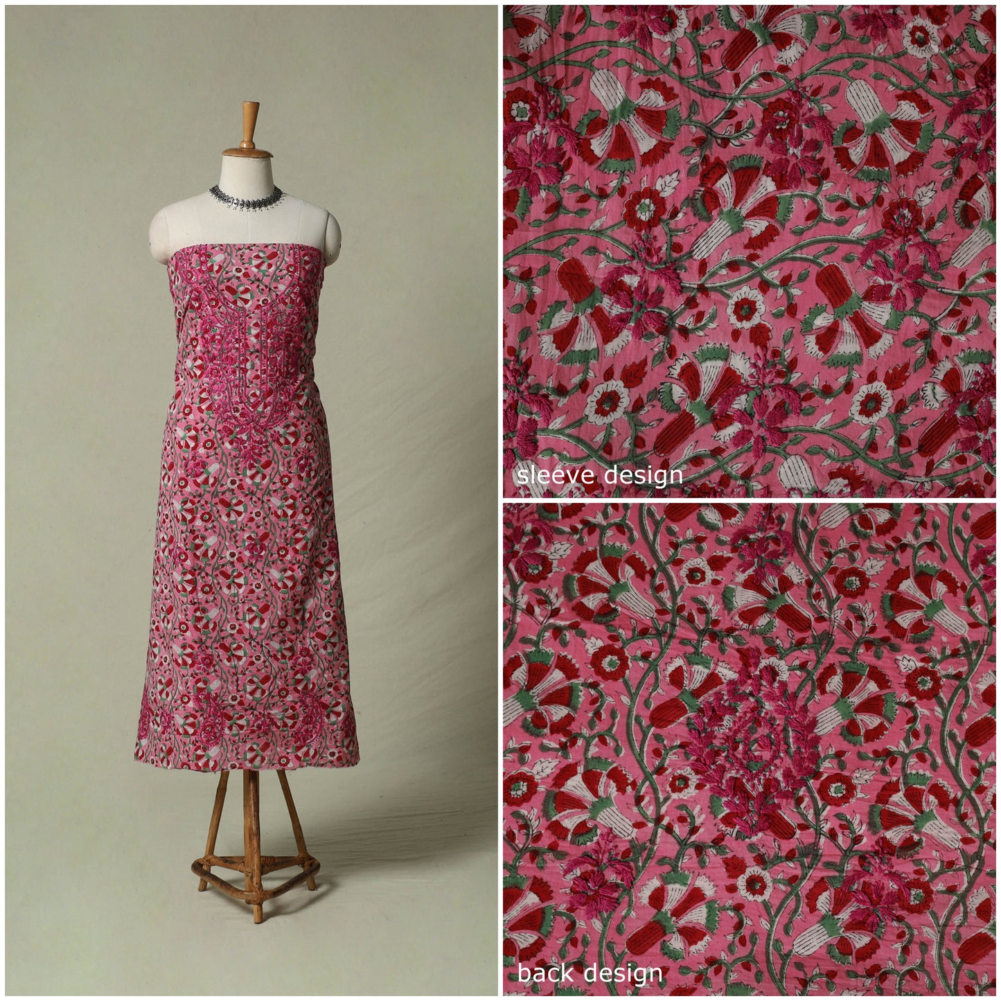 Lucknowi chikankari hand embroidery sanganeri unstitched