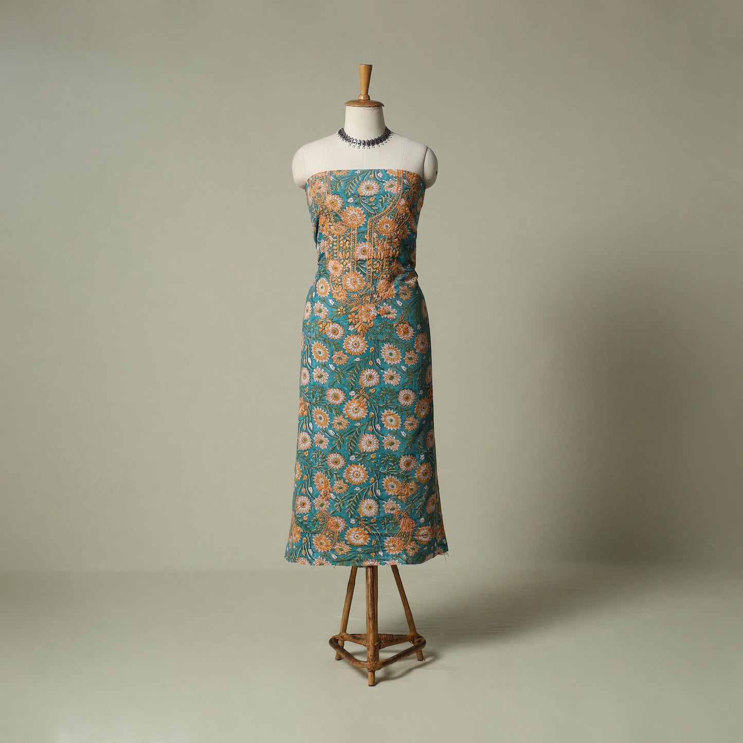 Lucknowi chikankari hand embroidery sanganeri unstitched