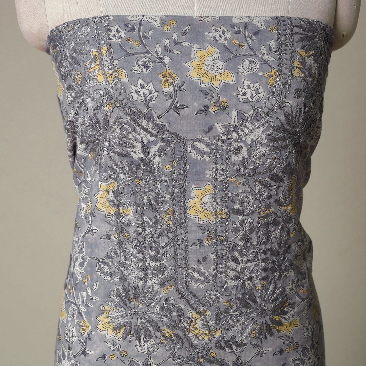 Lucknowi chikankari hand embroidery sanganeri unstitched