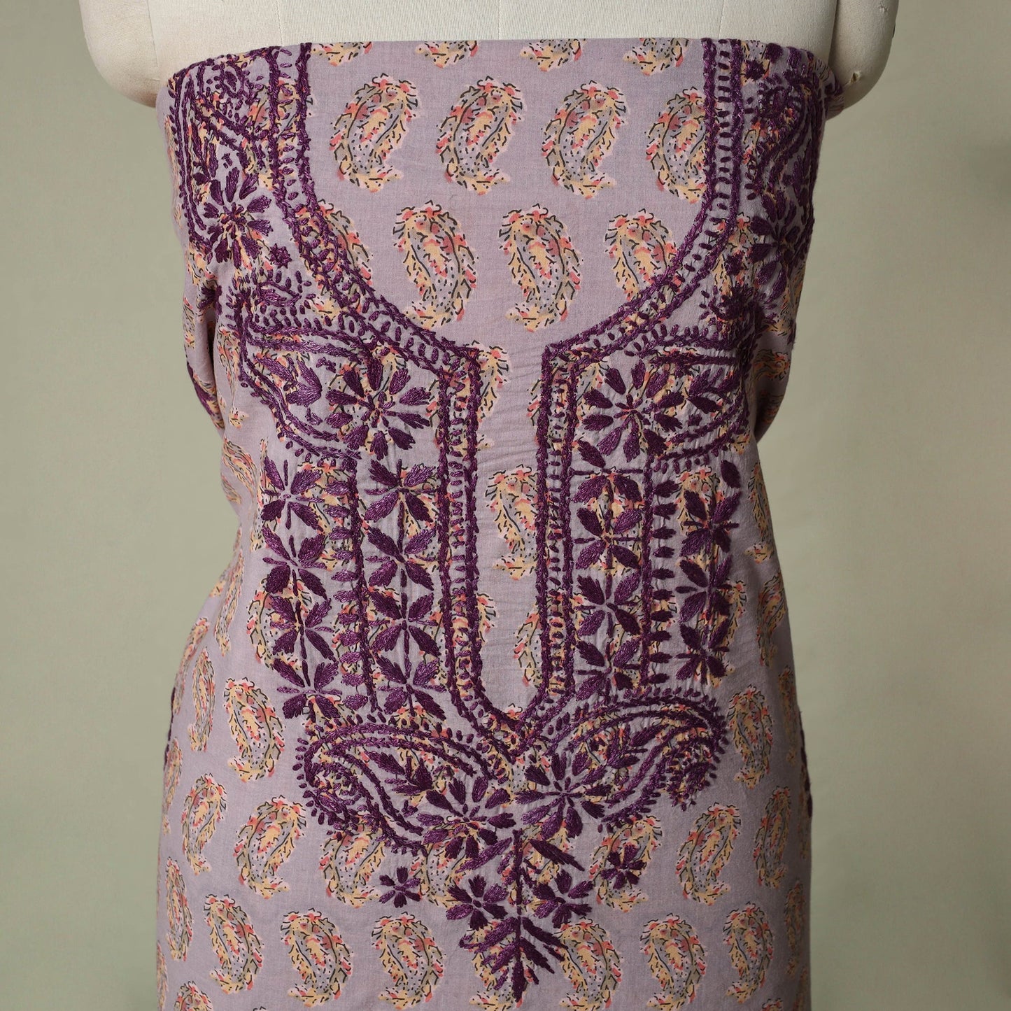 Lucknowi chikankari hand embroidery sanganeri unstitched