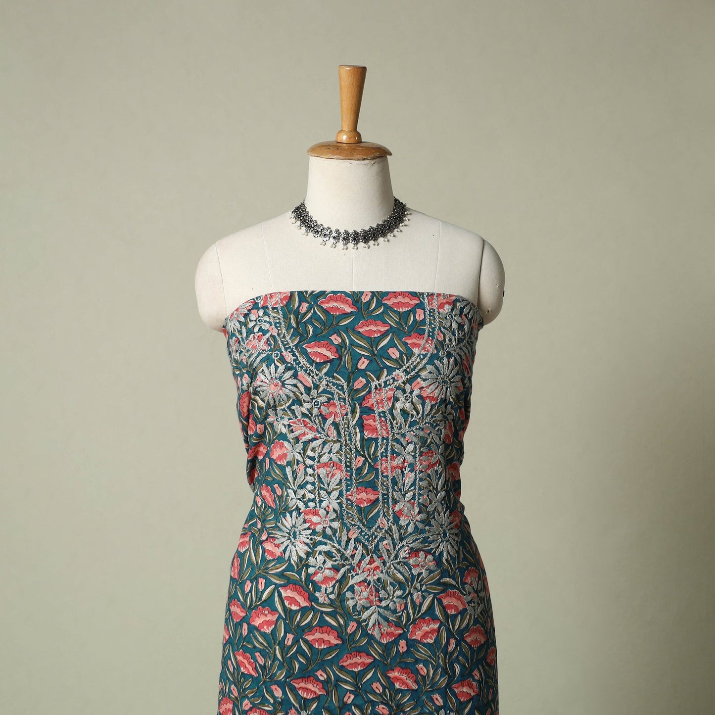 Lucknowi chikankari hand embroidery sanganeri unstitched