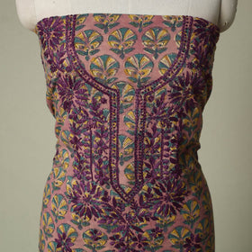 Lucknowi chikankari hand embroidery sanganeri unstitched