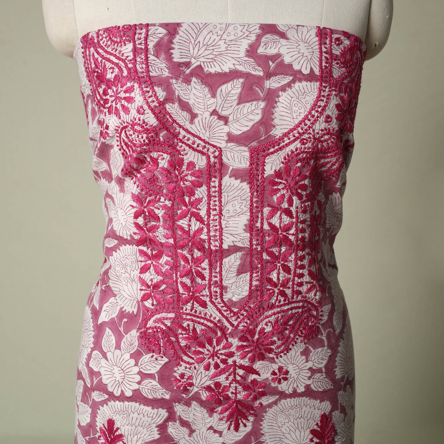 Lucknowi chikankari hand embroidery sanganeri unstitched
