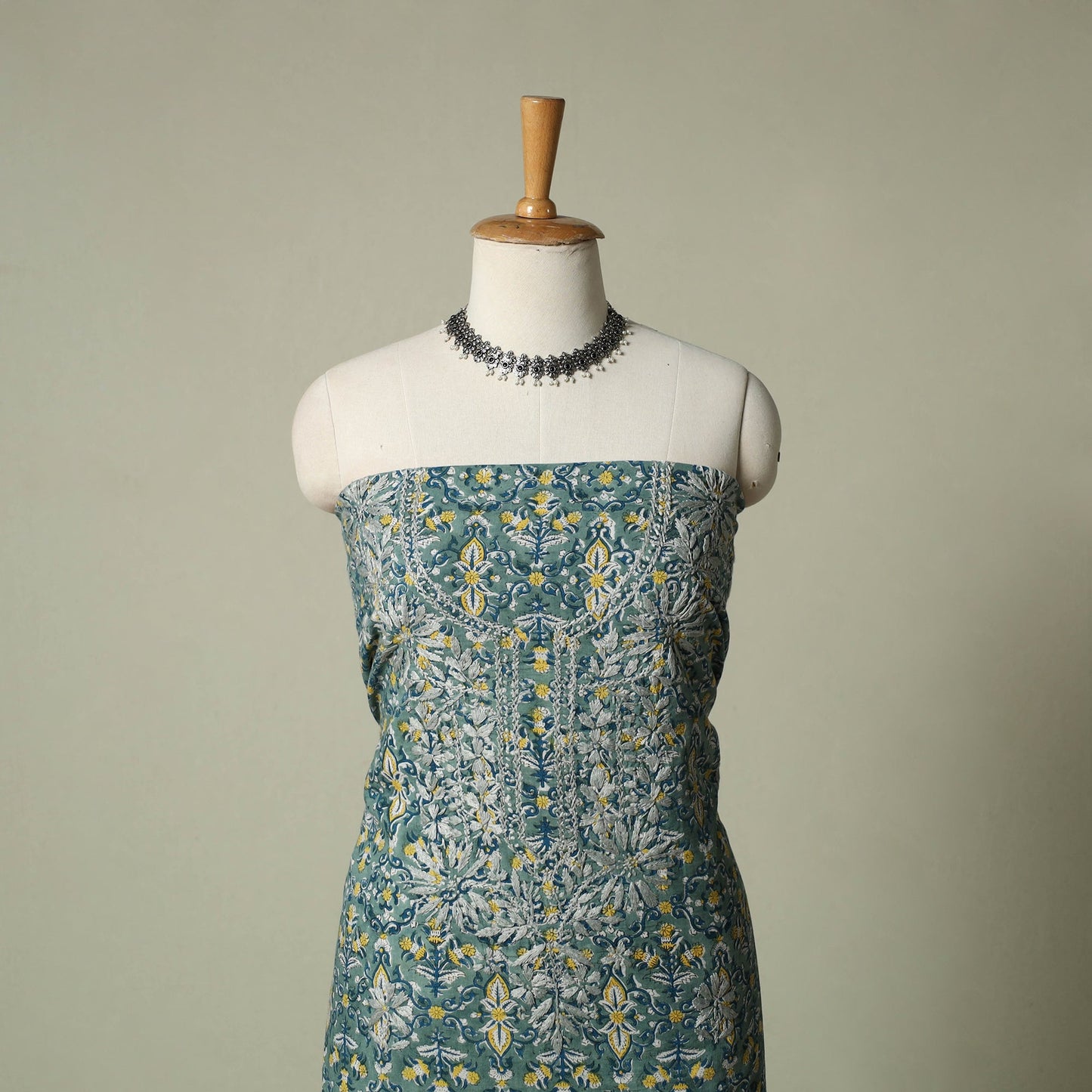 Lucknowi chikankari hand embroidery sanganeri unstitched