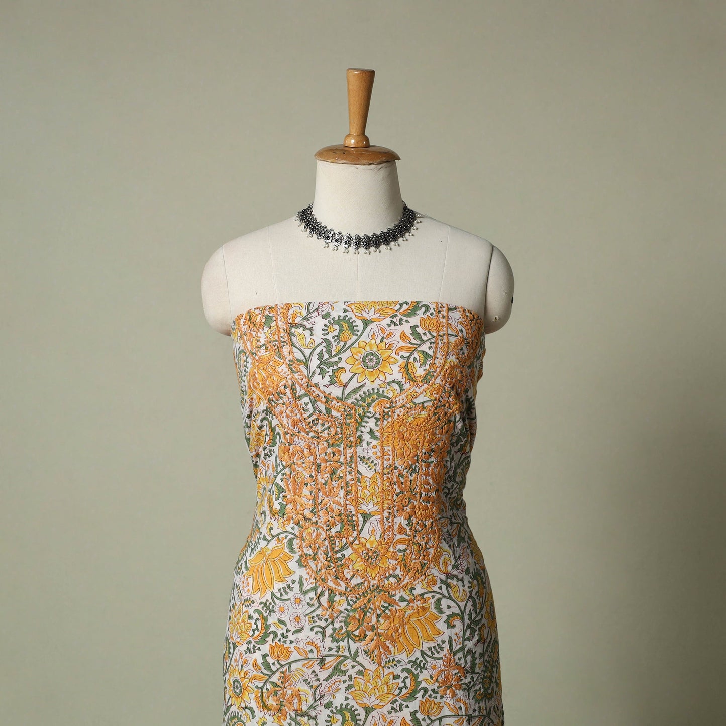 Lucknowi chikankari hand embroidery sanganeri unstitched