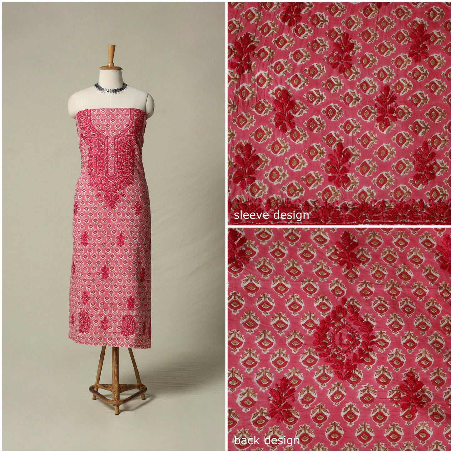 Lucknowi chikankari hand embroidery sanganeri unstitched