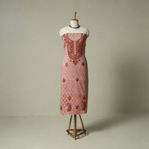 Lucknowi chikankari hand embroidery sanganeri unstitched