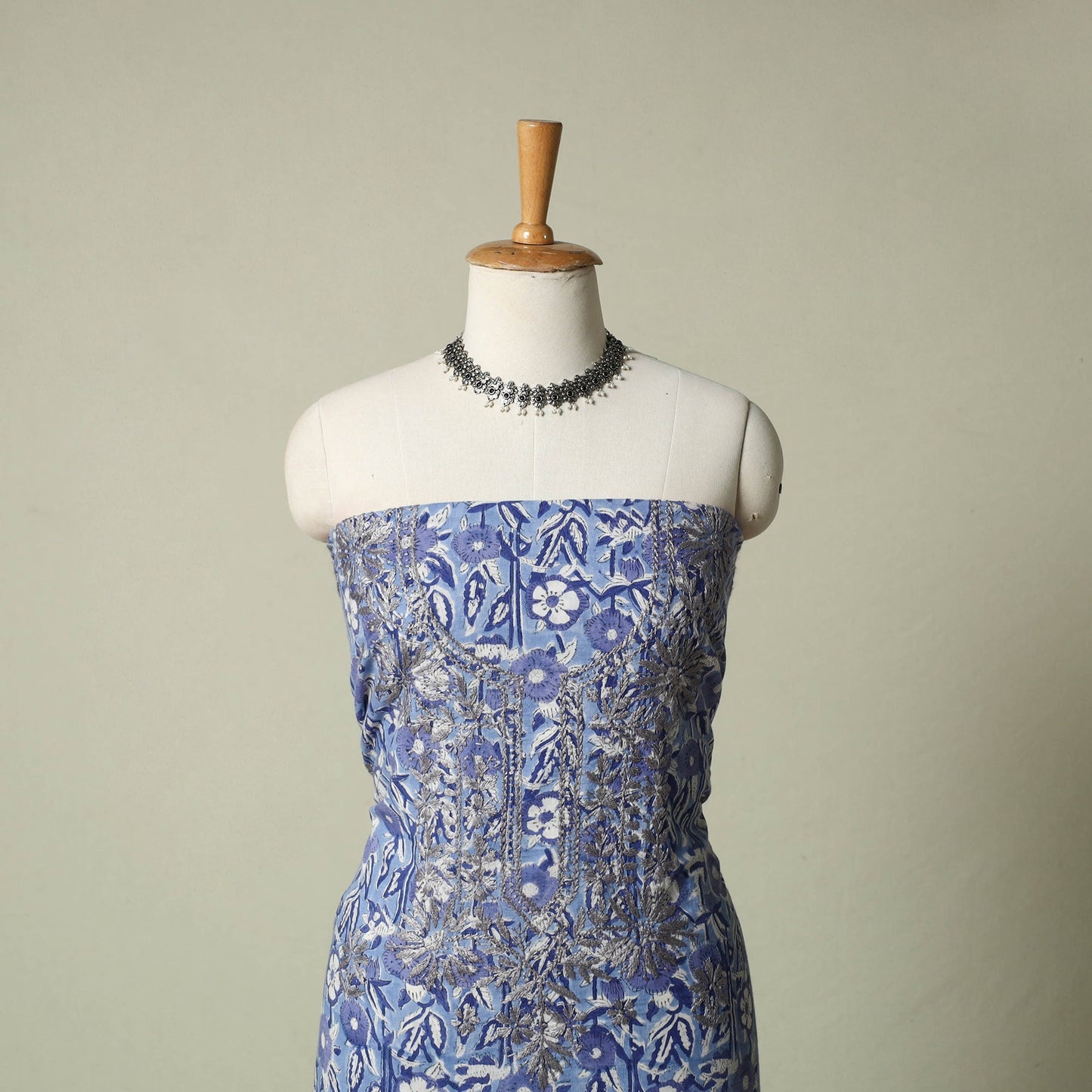 Lucknowi chikankari hand embroidery sanganeri unstitched
