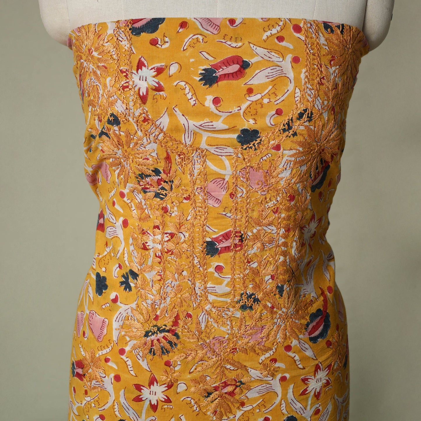 Lucknowi chikankari hand embroidery sanganeri unstitched