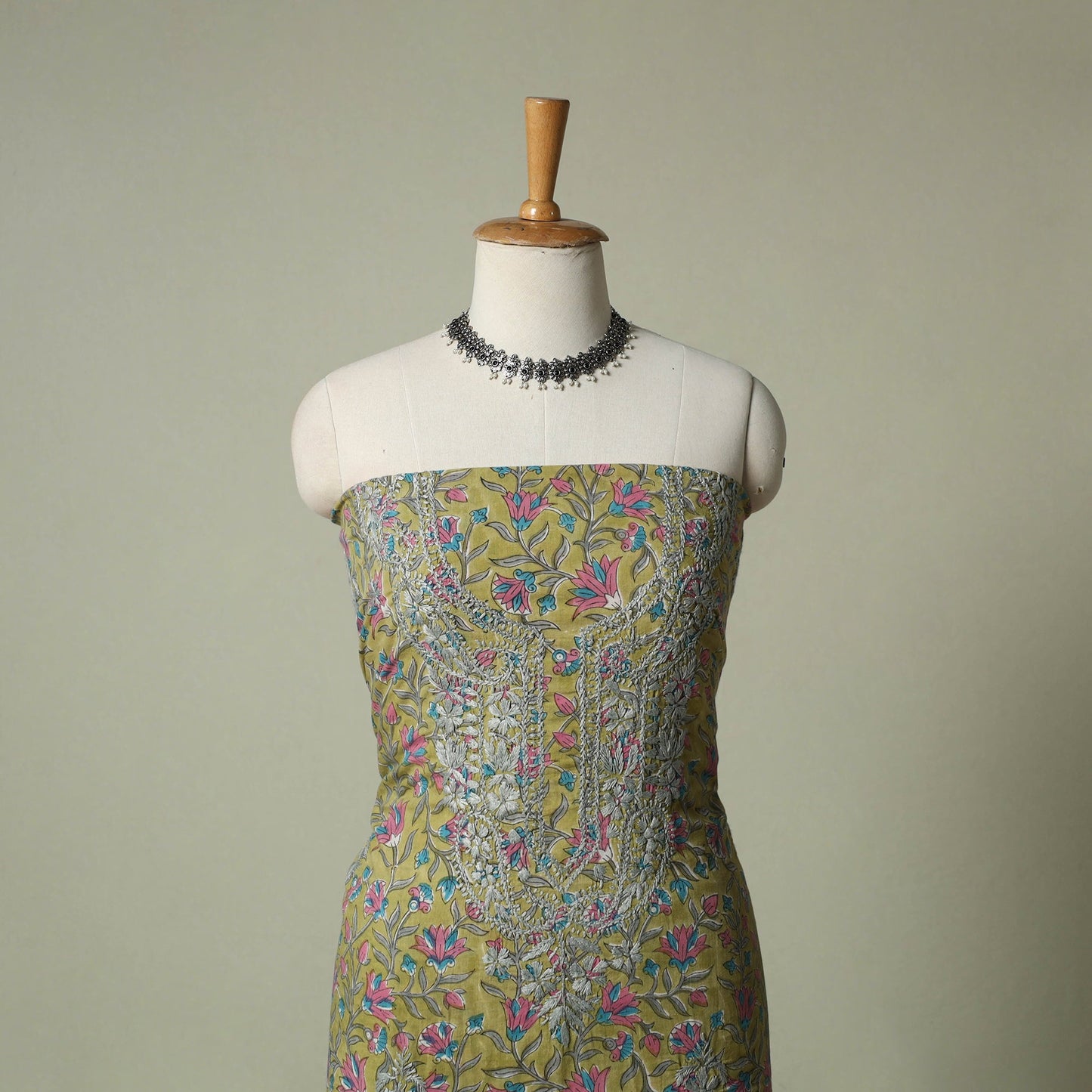 Lucknowi chikankari hand embroidery sanganeri unstitched