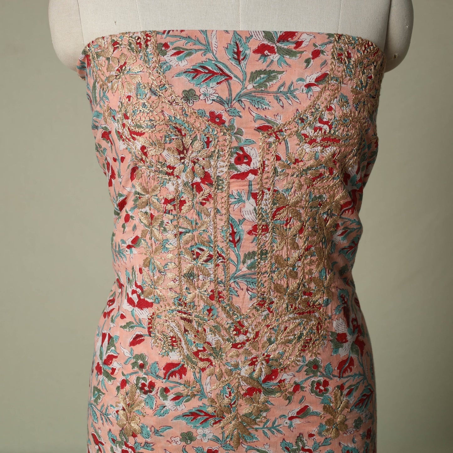 Lucknowi chikankari hand embroidery sanganeri unstitched