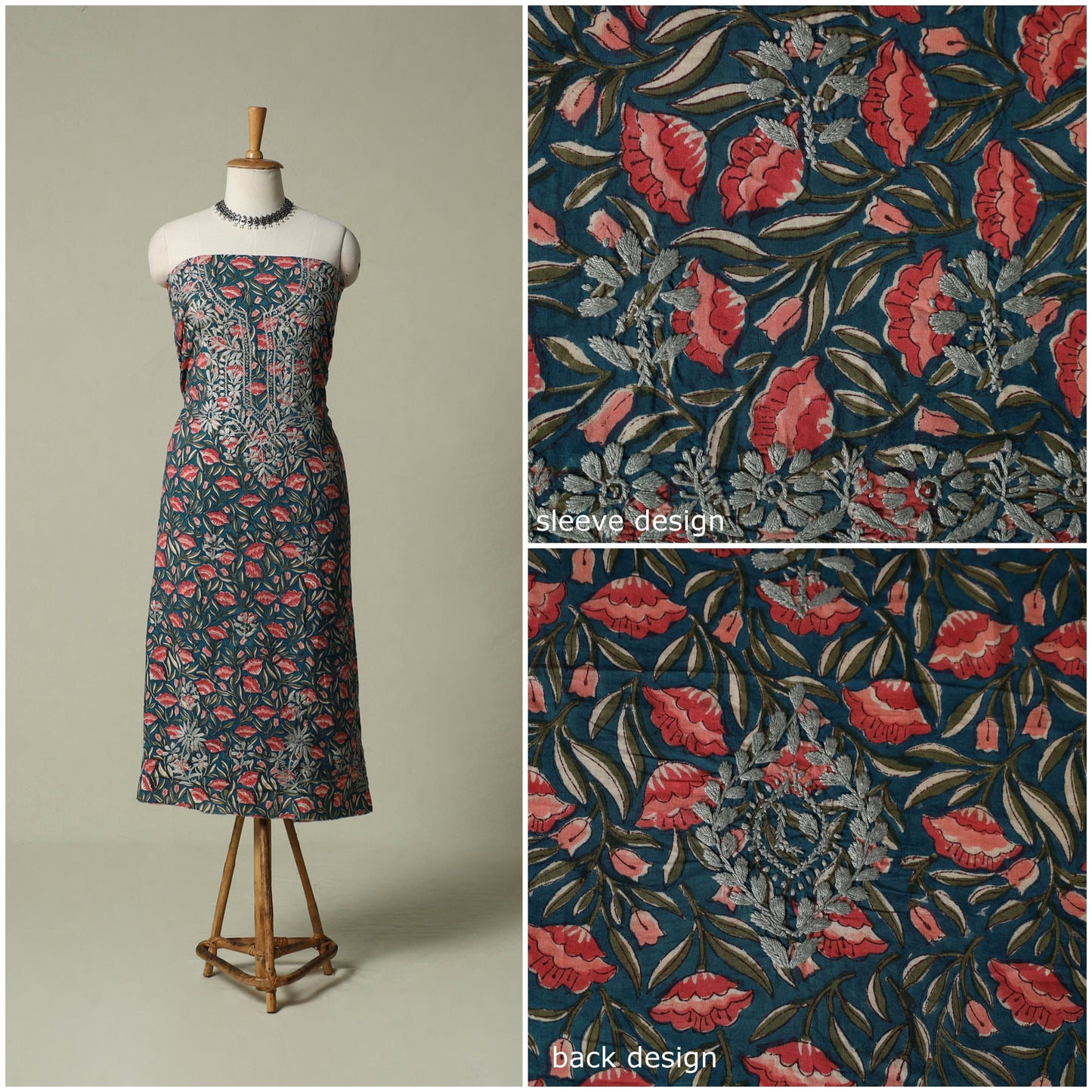 Lucknowi chikankari hand embroidery sanganeri unstitched