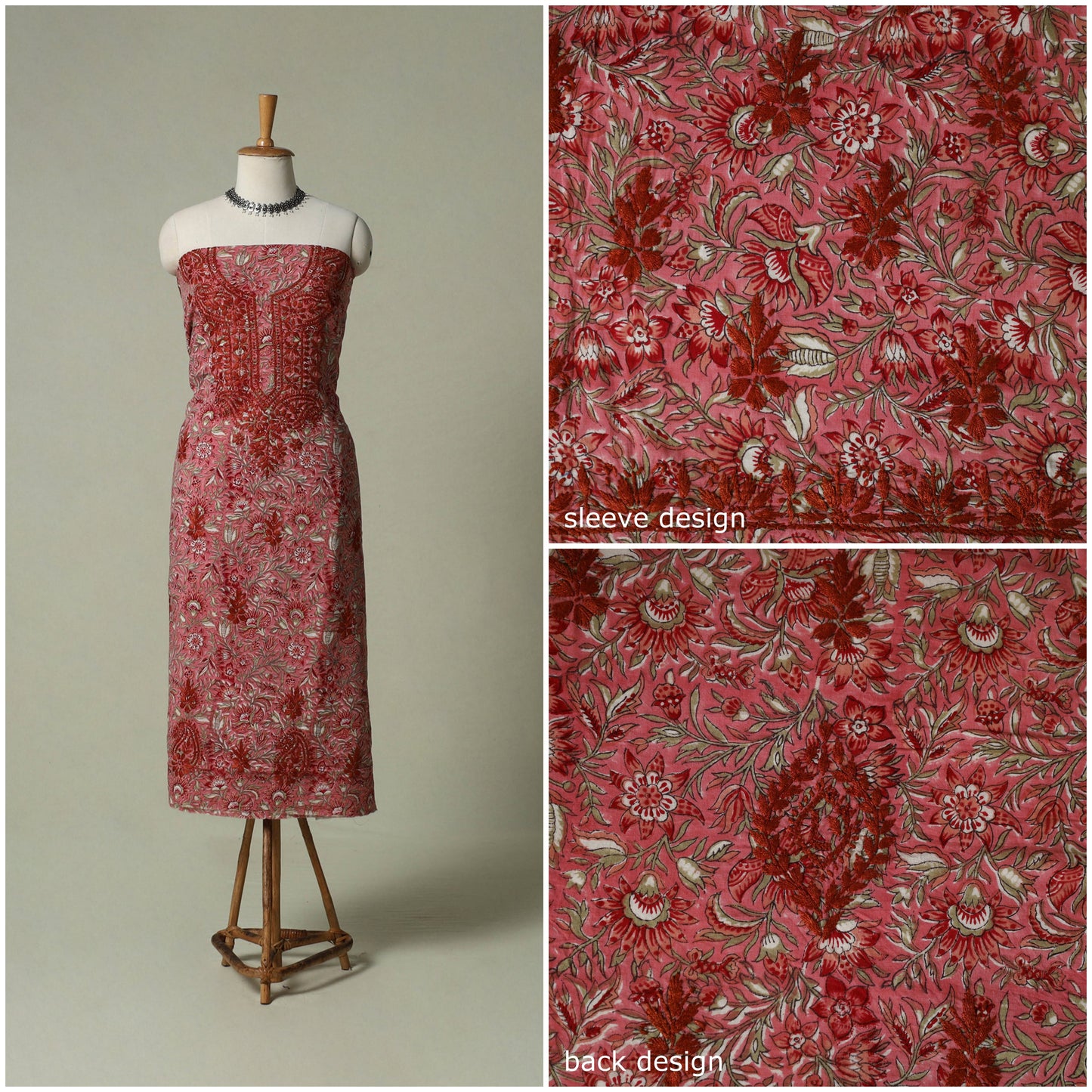Lucknowi chikankari hand embroidery sanganeri unstitched