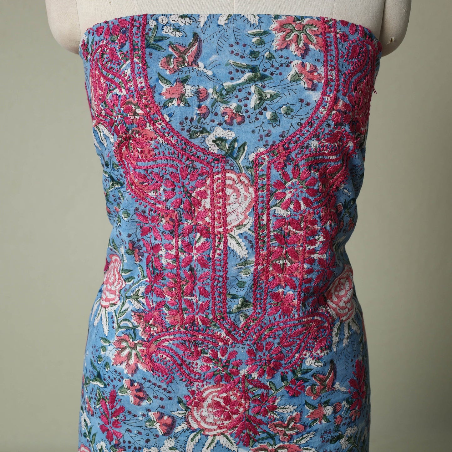 Lucknowi chikankari hand embroidery sanganeri unstitched