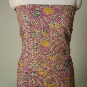 Lucknowi chikankari hand embroidery sanganeri unstitched