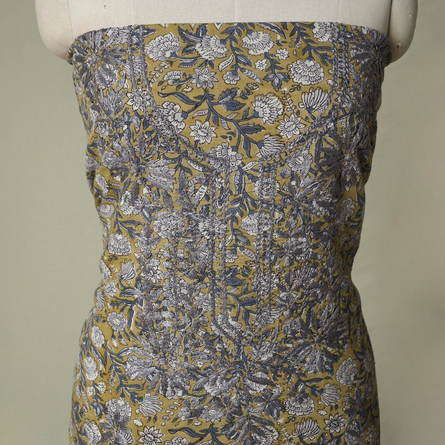 Lucknowi chikankari hand embroidery sanganeri unstitched