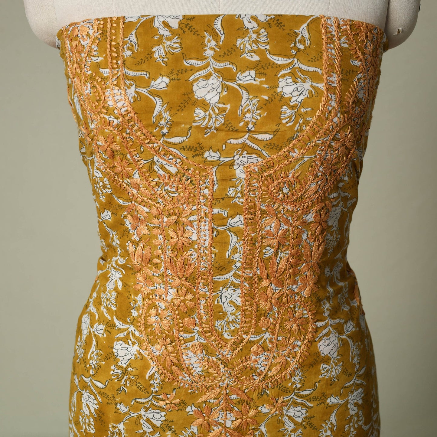 Lucknowi chikankari hand embroidery sanganeri unstitched