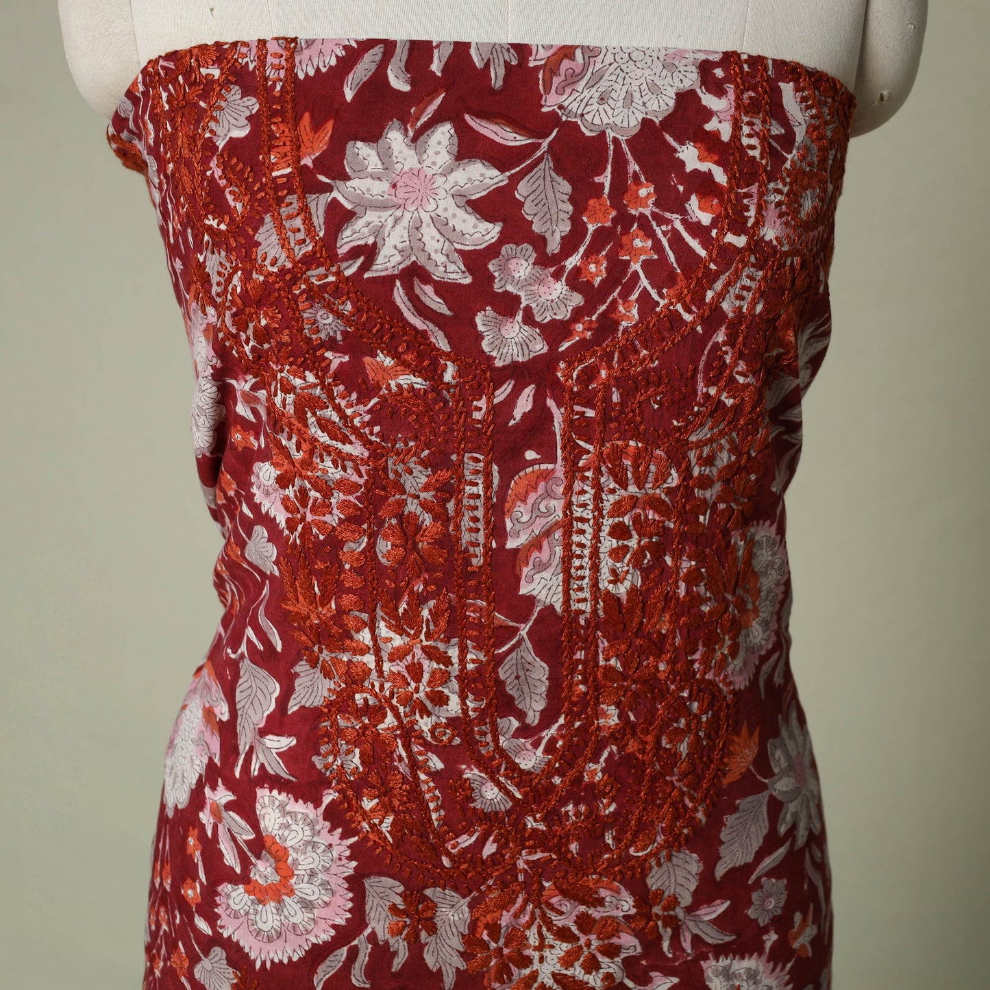 Lucknowi chikankari hand embroidery sanganeri unstitched