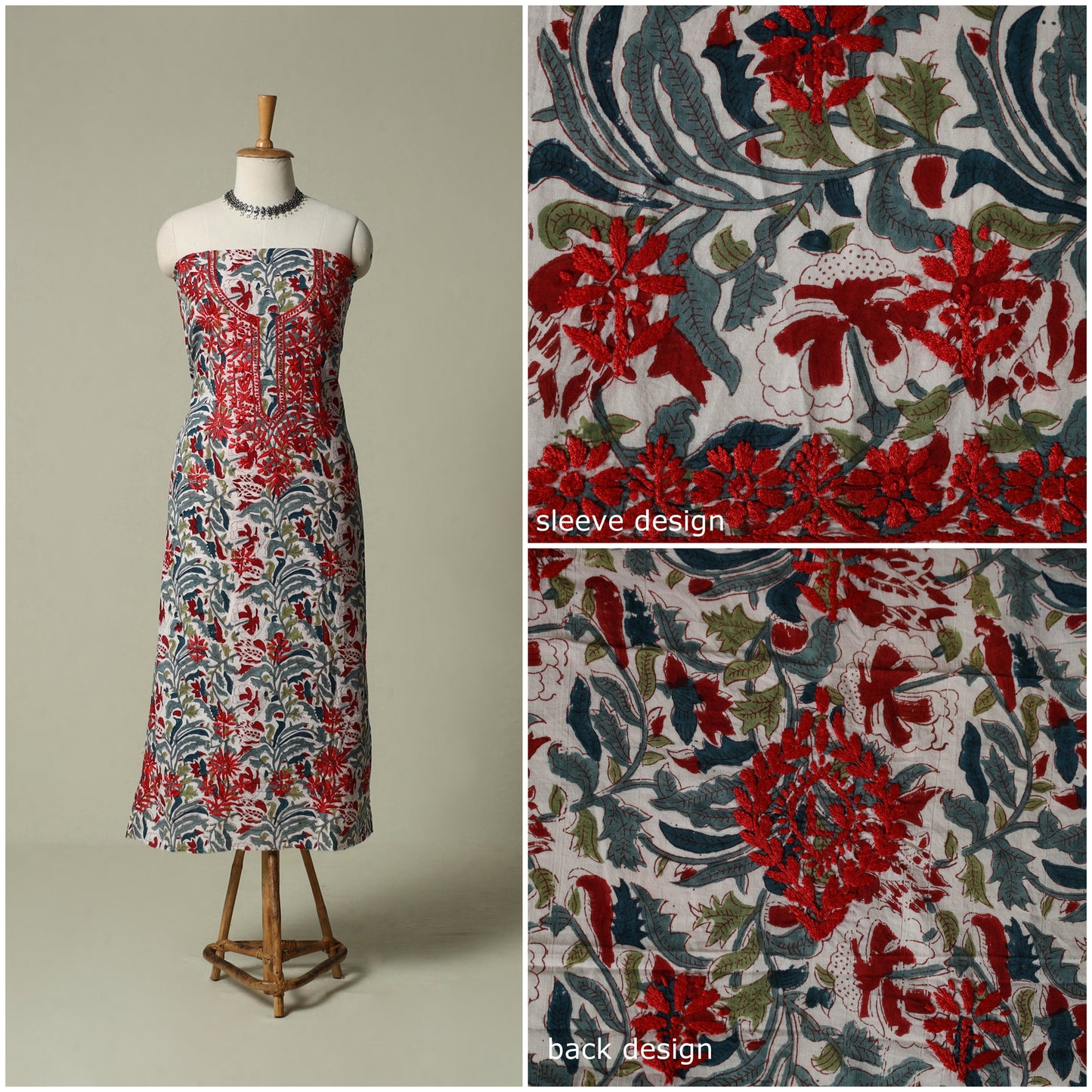 Lucknowi chikankari hand embroidery sanganeri unstitched