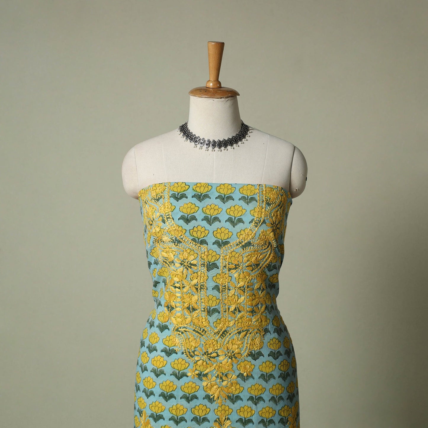 Lucknowi chikankari hand embroidery sanganeri unstitched