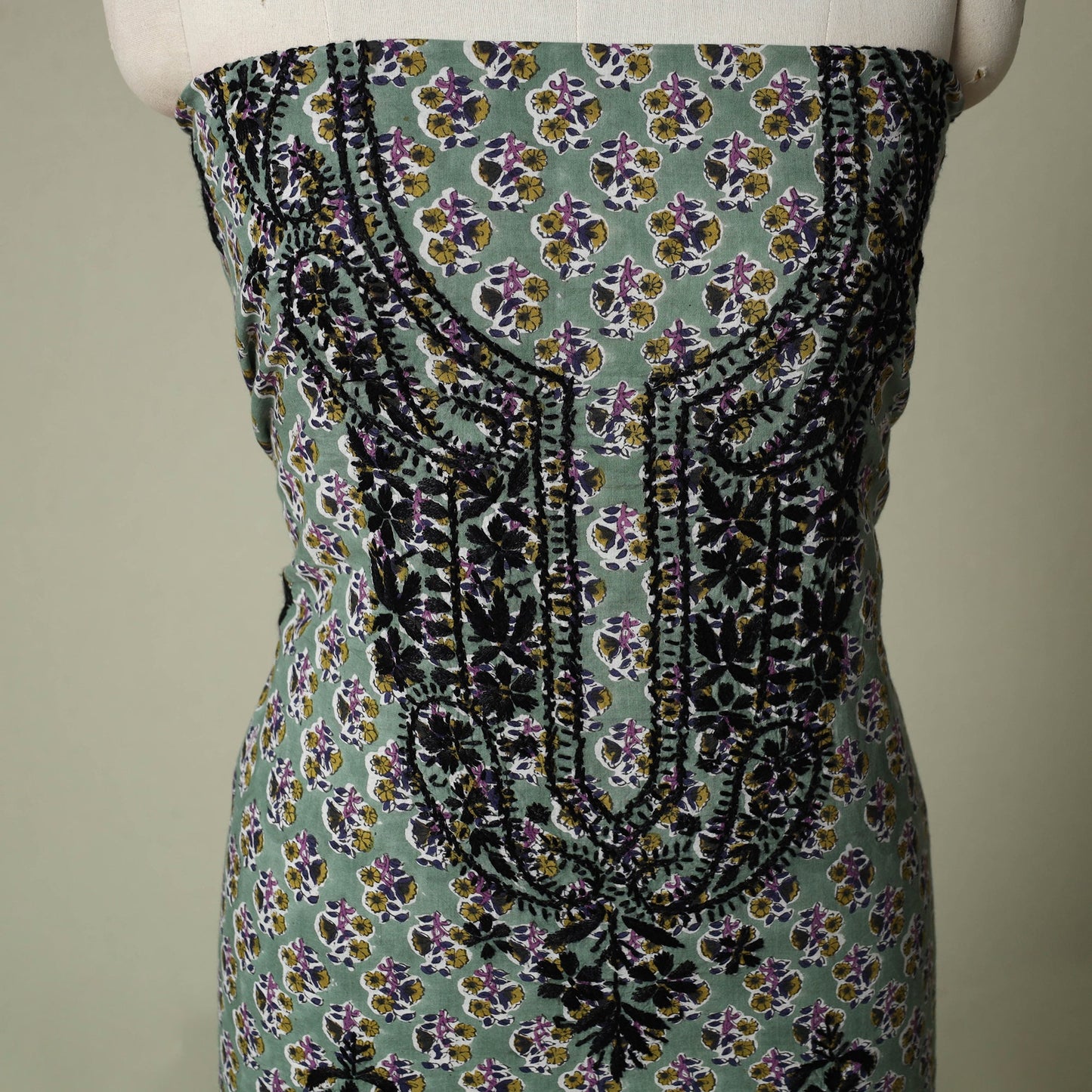 Lucknowi chikankari hand embroidery sanganeri unstitched