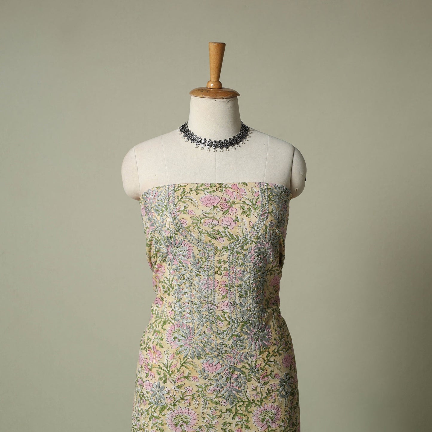 Lucknowi chikankari hand embroidery sanganeri unstitched