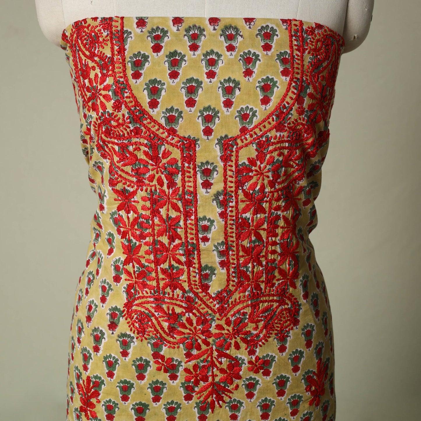 Lucknowi chikankari hand embroidery sanganeri unstitched