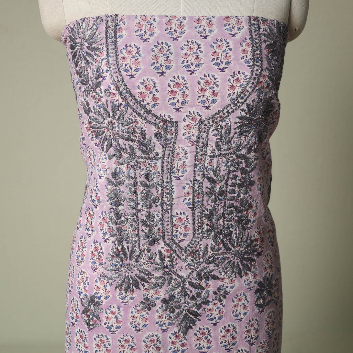 Lucknowi chikankari hand embroidery sanganeri unstitched