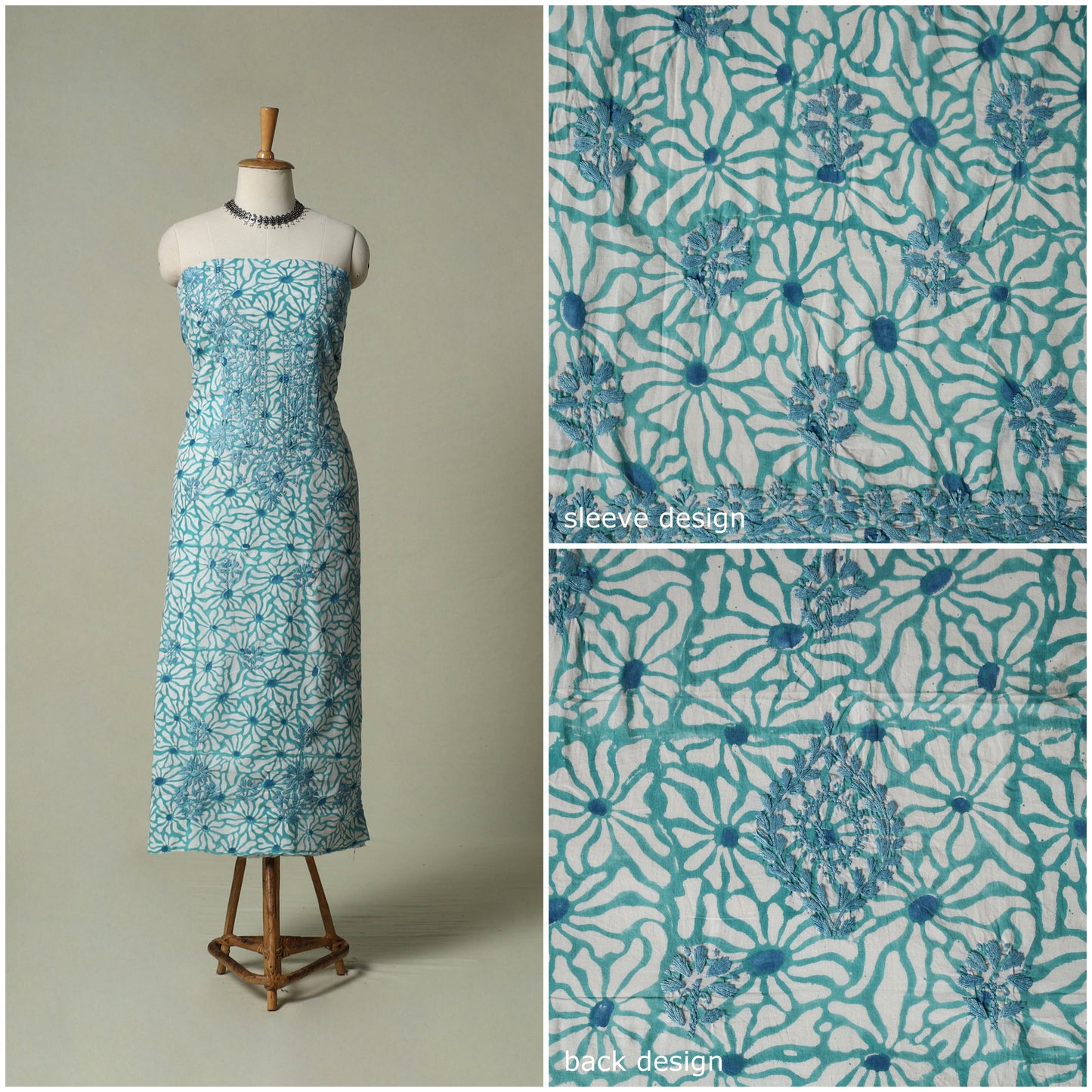 Lucknowi chikankari hand embroidery sanganeri unstitched