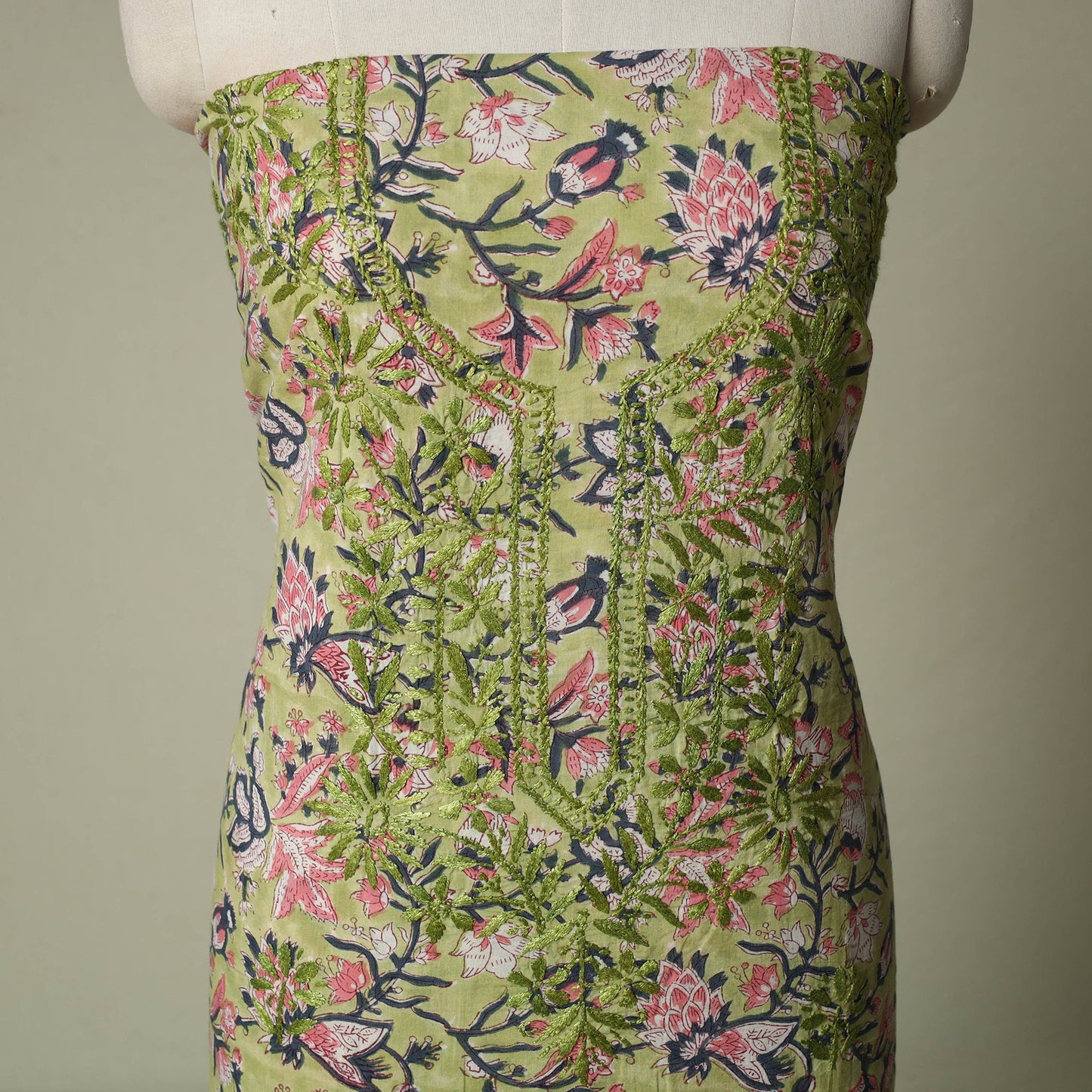 Lucknowi chikankari hand embroidery sanganeri unstitched