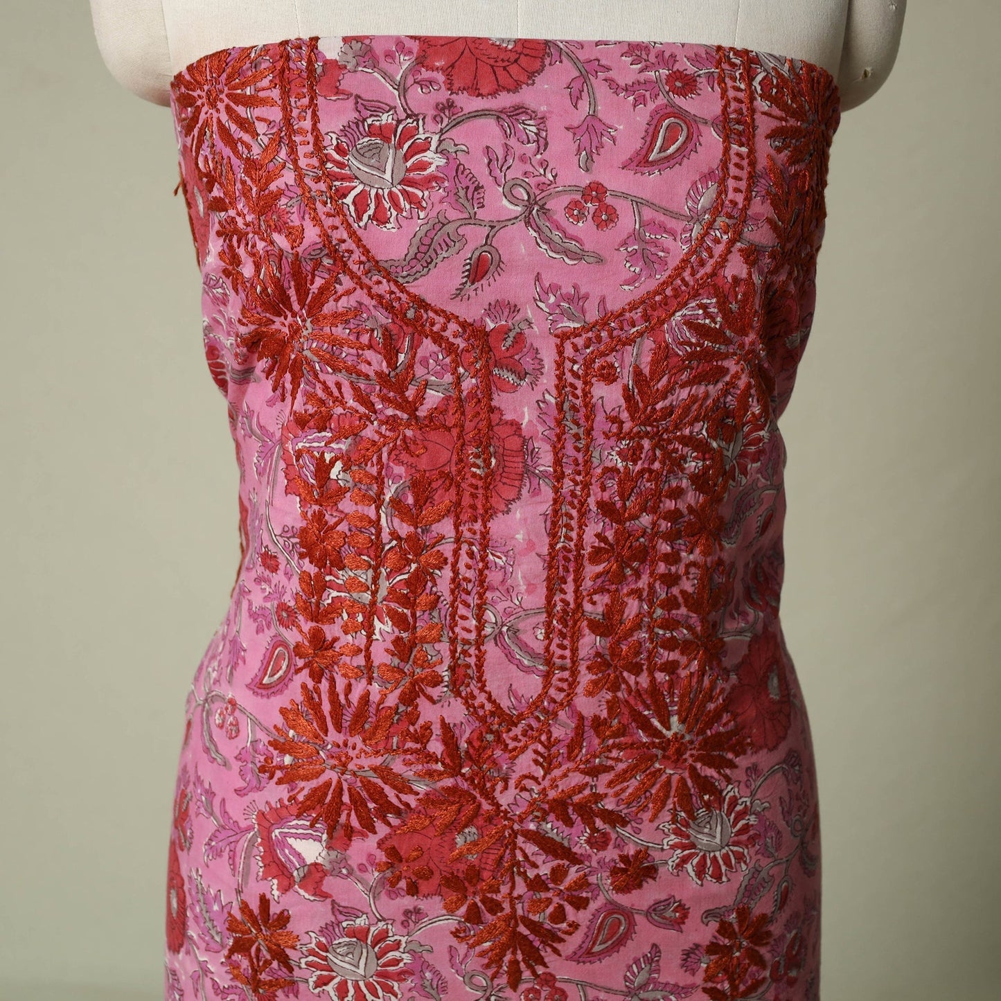 Lucknowi chikankari hand embroidery sanganeri unstitched