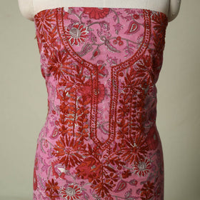 Lucknowi chikankari hand embroidery sanganeri unstitched
