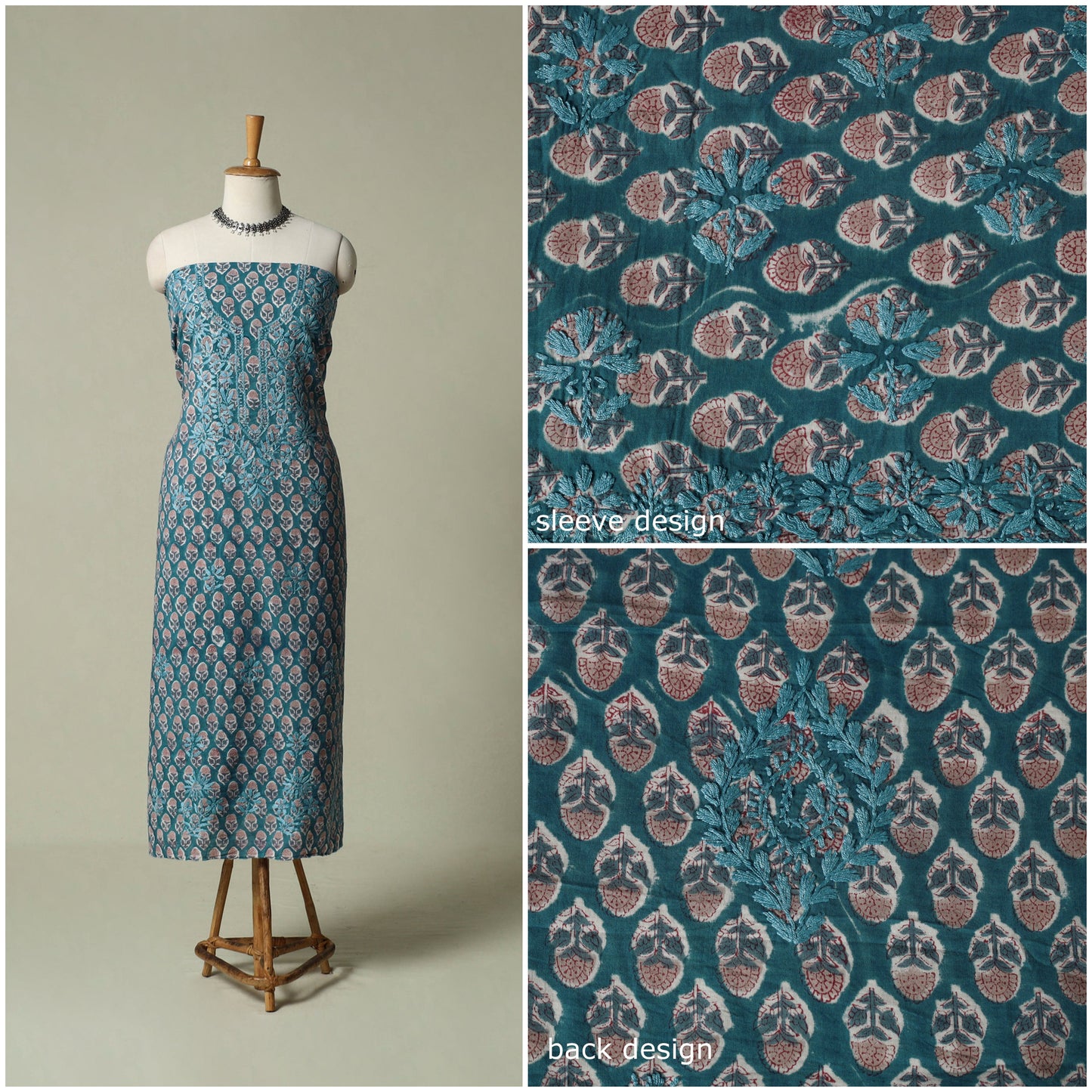 Lucknowi chikankari hand embroidery sanganeri unstitched