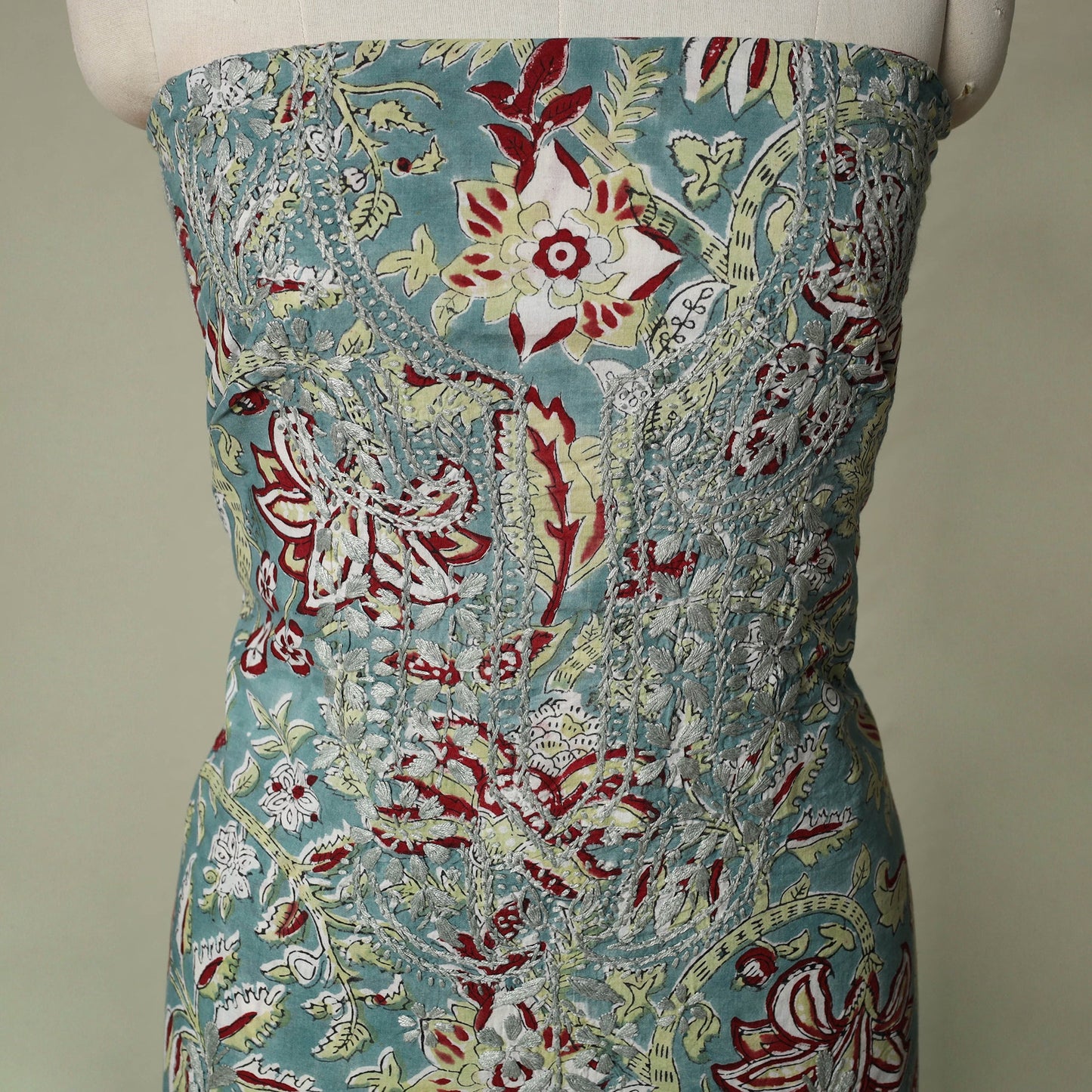 Lucknowi chikankari hand embroidery sanganeri unstitched