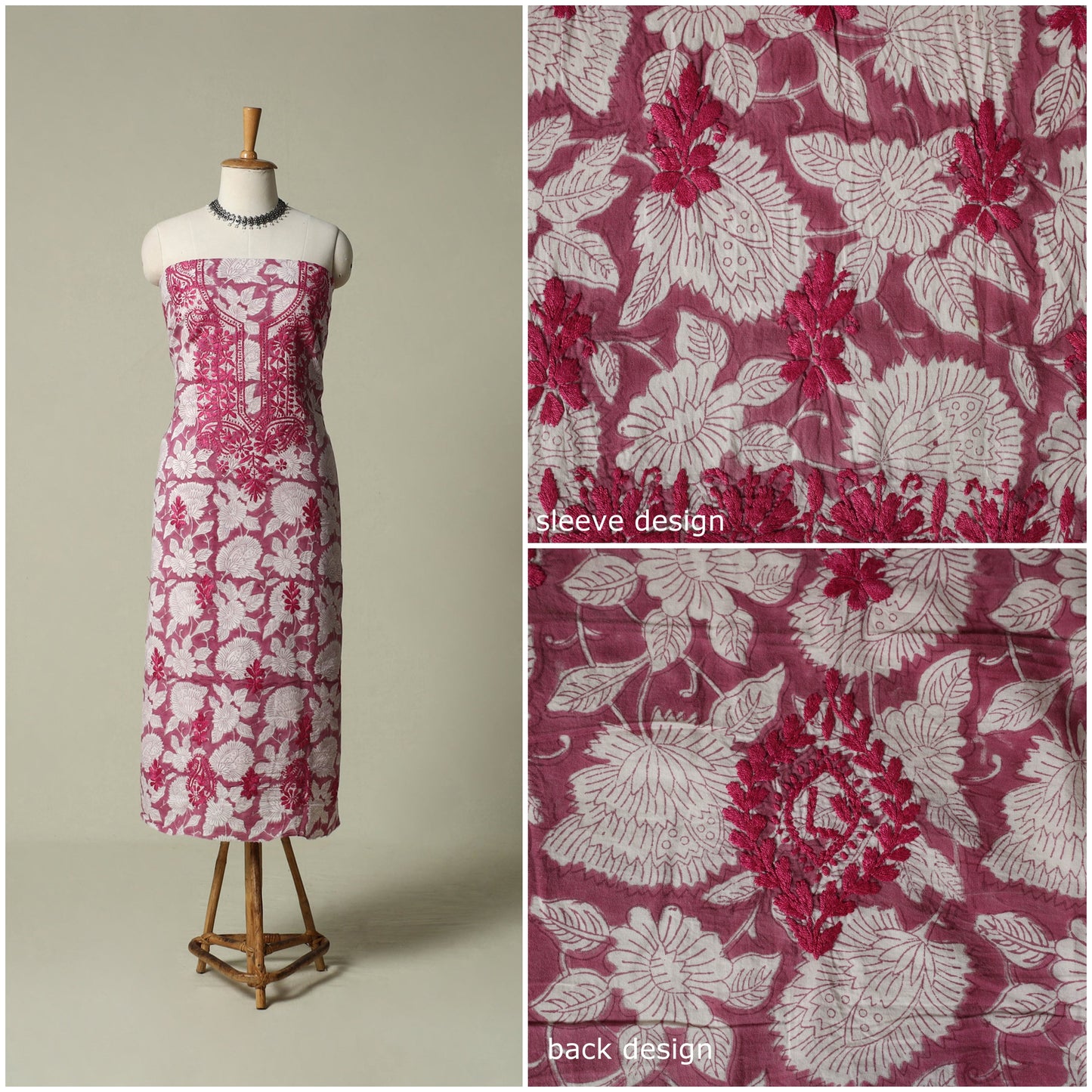 Lucknowi chikankari hand embroidery sanganeri unstitched