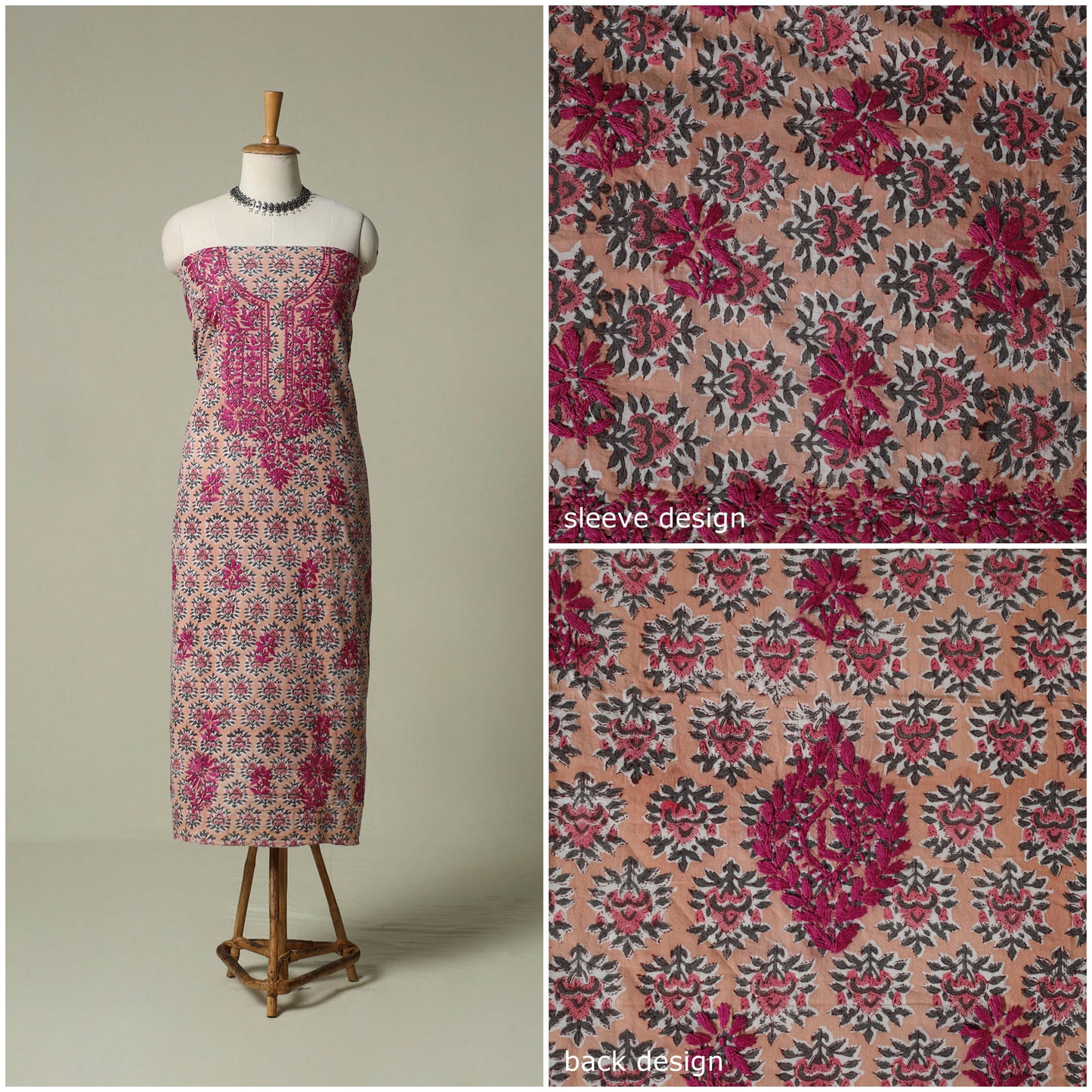 Lucknowi chikankari hand embroidery sanganeri unstitched