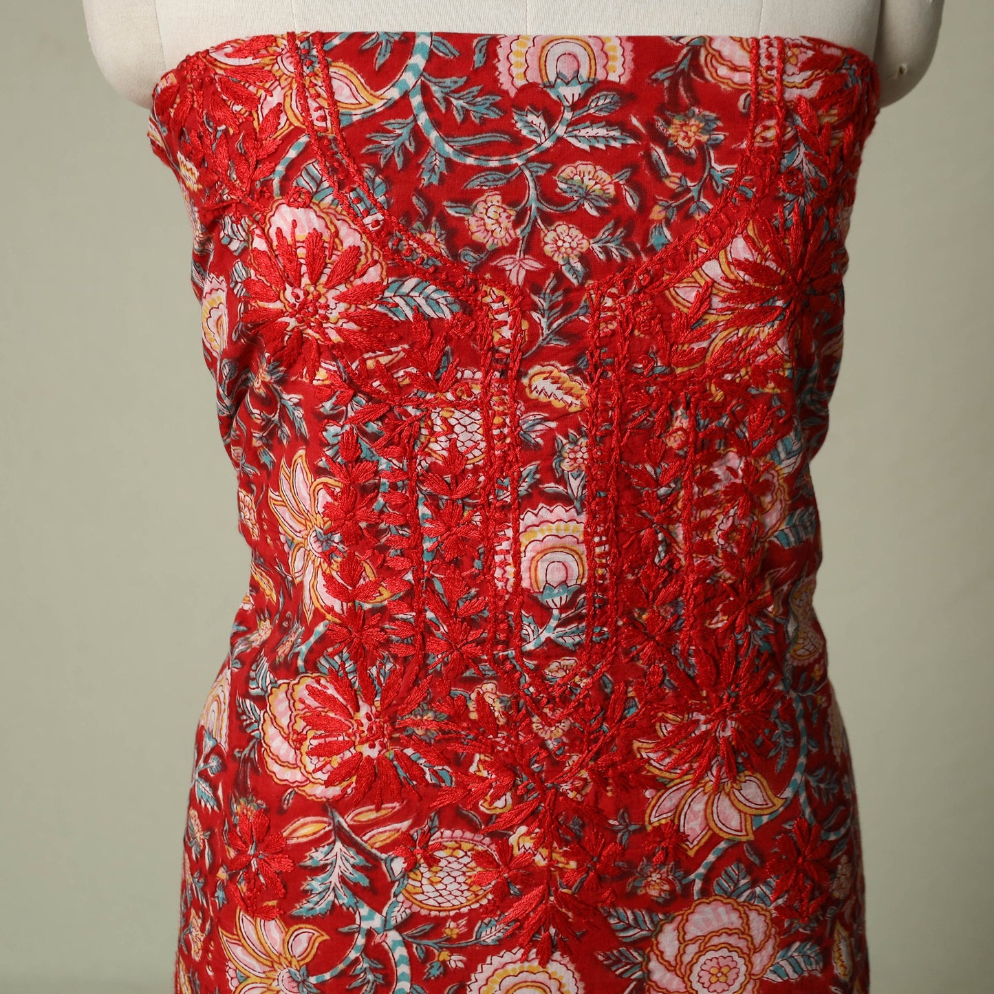 Lucknowi chikankari hand embroidery sanganeri unstitched