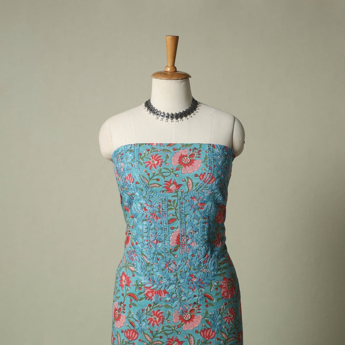 Lucknowi chikankari hand embroidery sanganeri unstitched