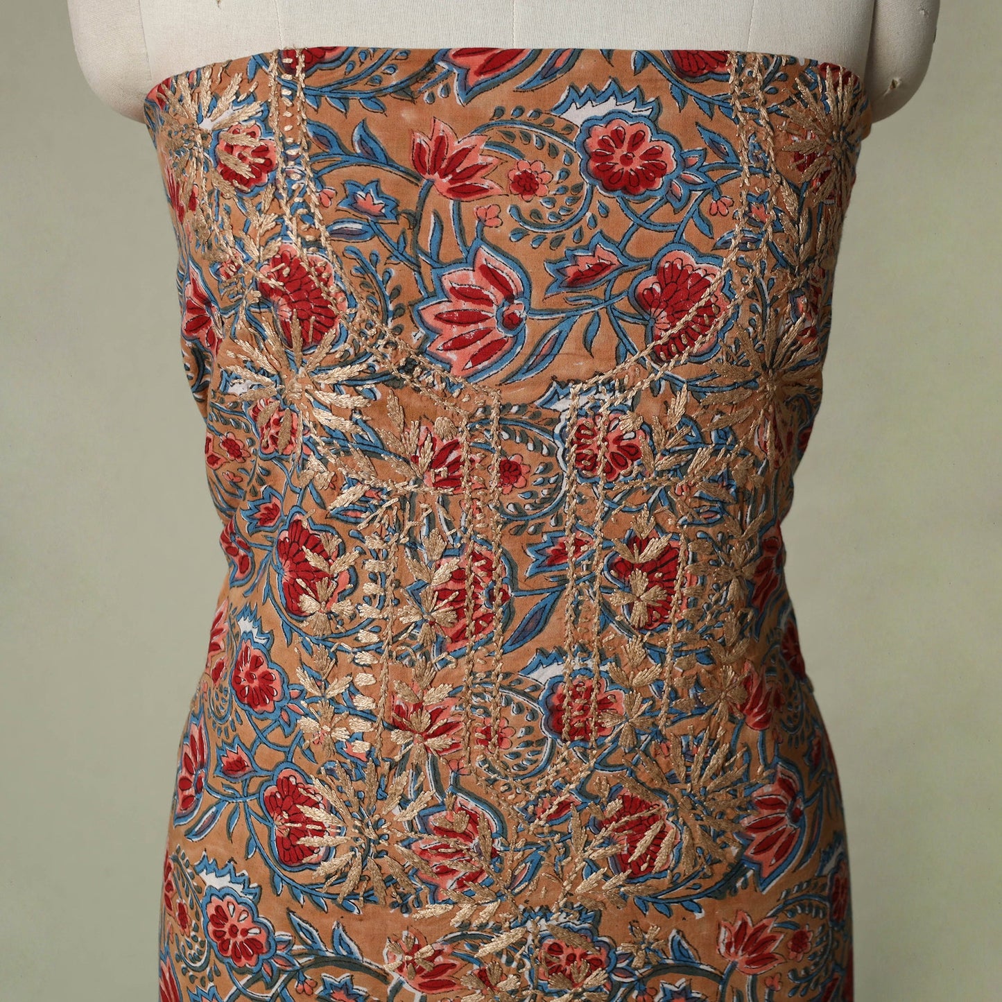 Lucknowi chikankari hand embroidery sanganeri unstitched