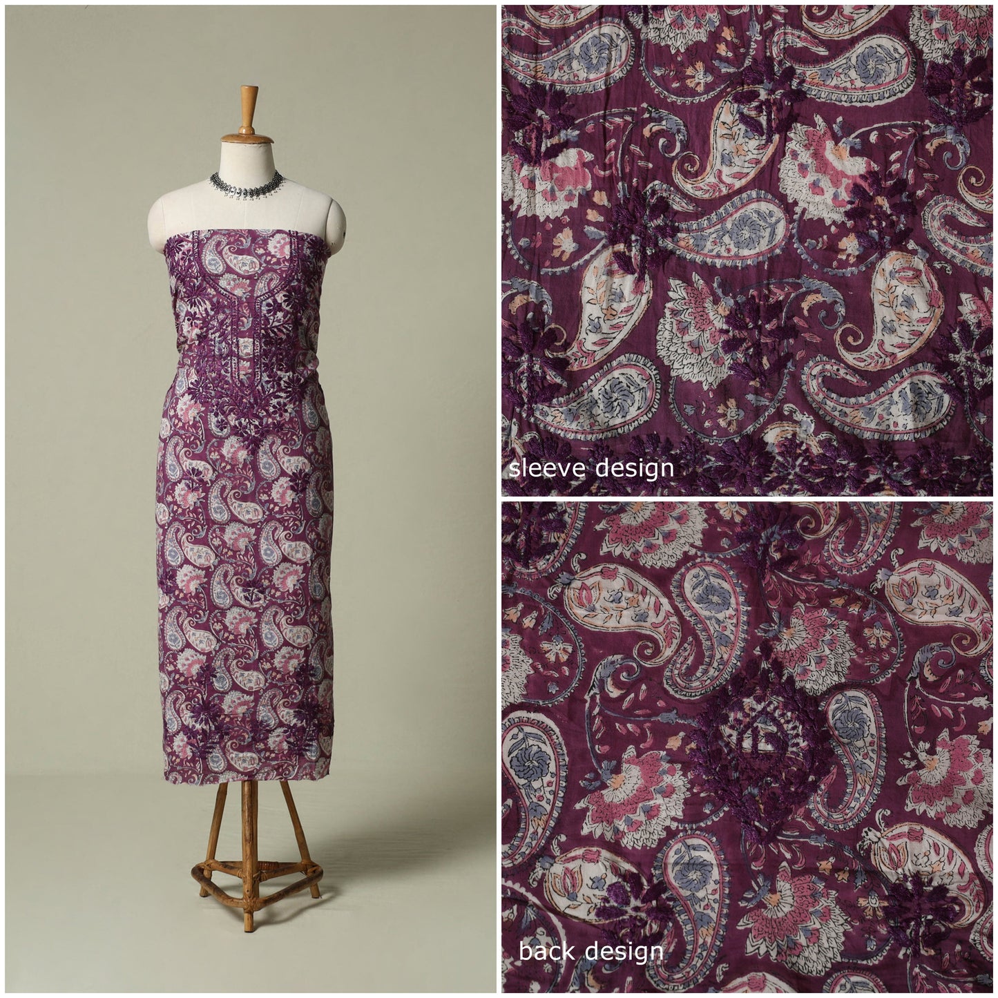 Lucknowi chikankari hand embroidery sanganeri unstitched