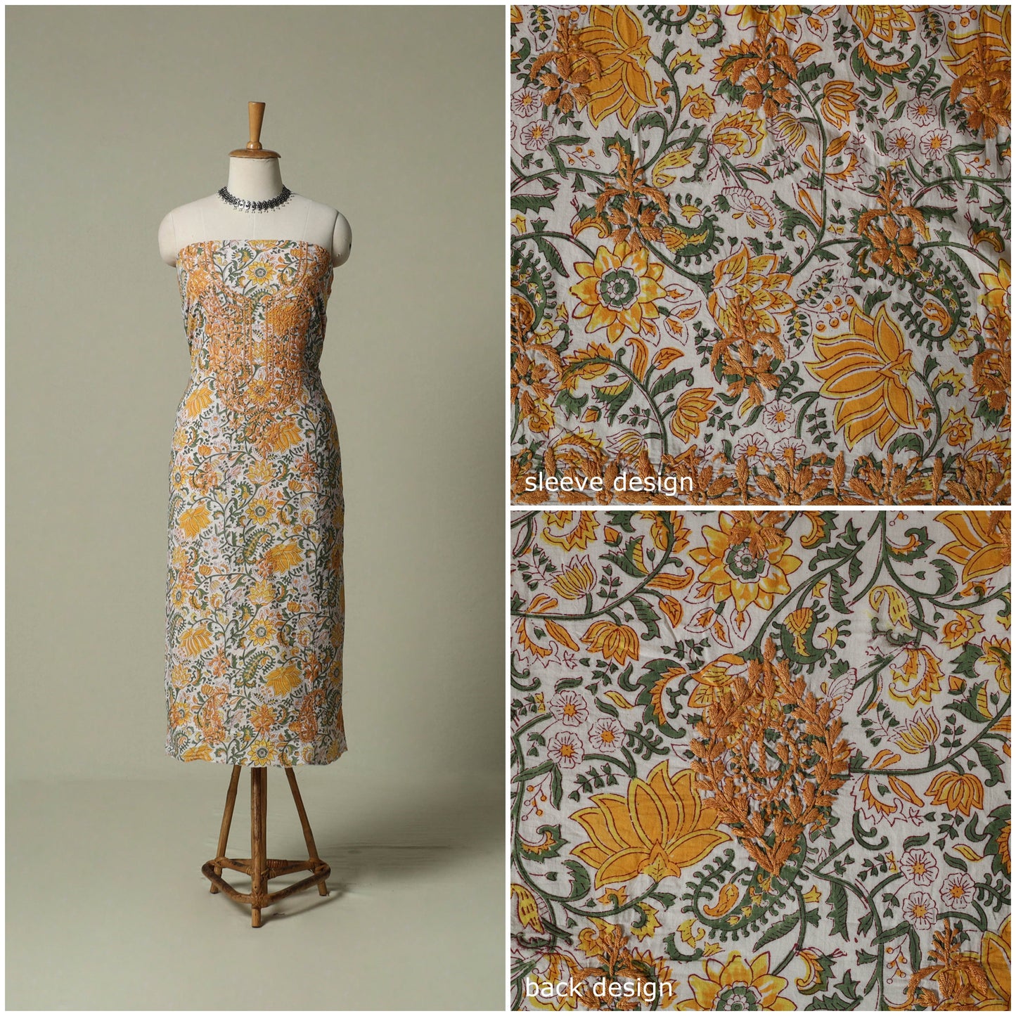 Lucknowi chikankari hand embroidery sanganeri unstitched