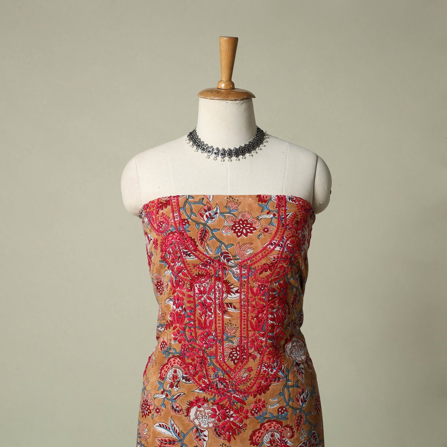 Lucknowi chikankari hand embroidery sanganeri unstitched