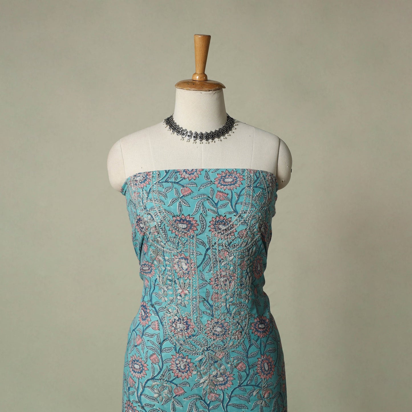 Lucknowi chikankari hand embroidery sanganeri unstitched