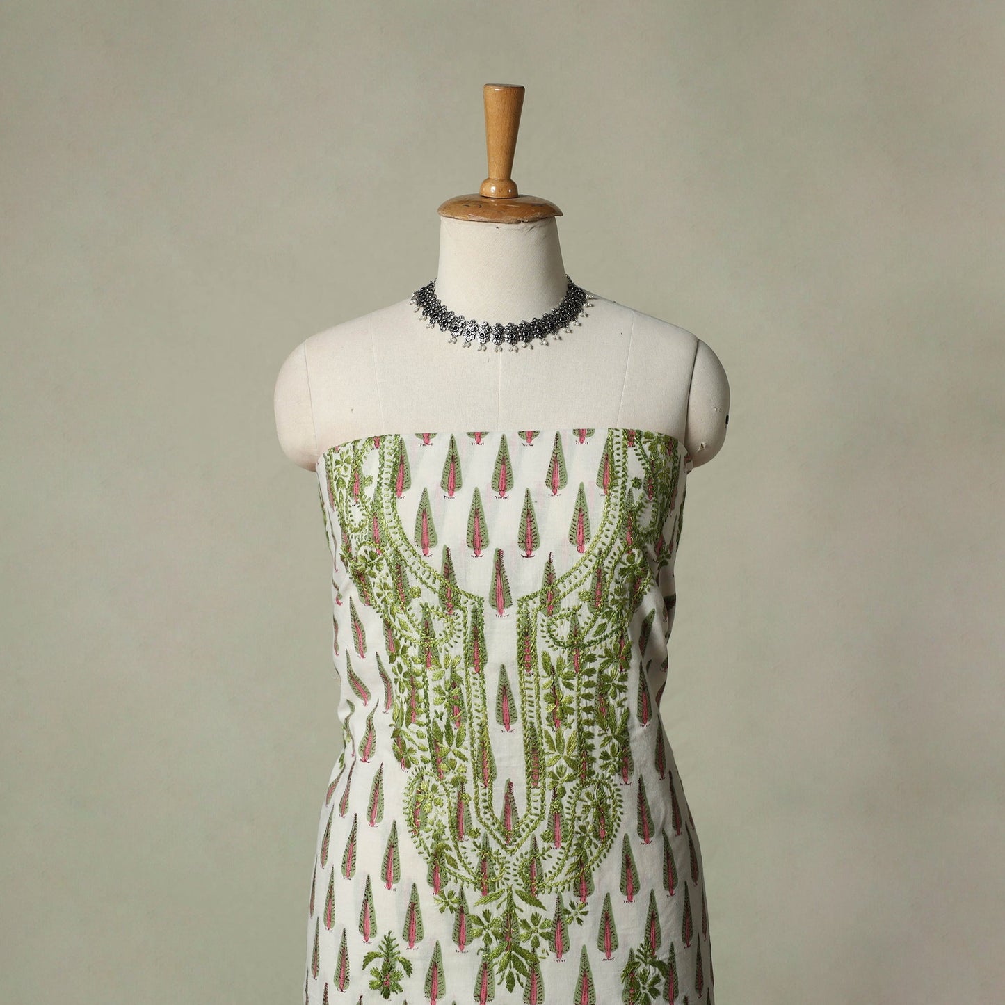 Lucknowi chikankari hand embroidery sanganeri unstitched